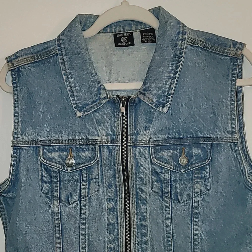 Looney Tunes Warner Bros embroidered denim vest biker kids LOT F
